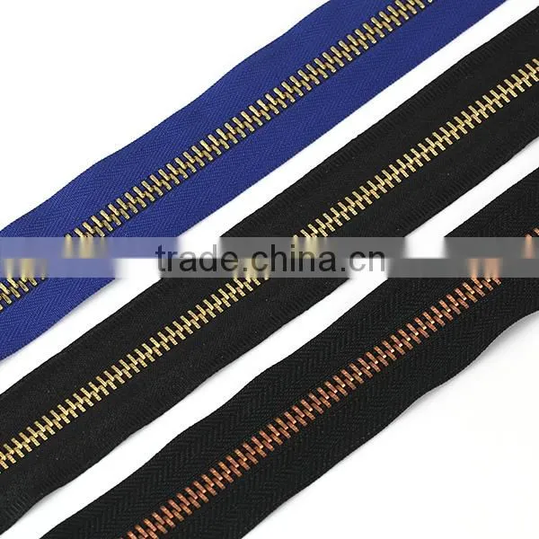 Manufacture zipper wholesale fancy design custom gold metal zipper