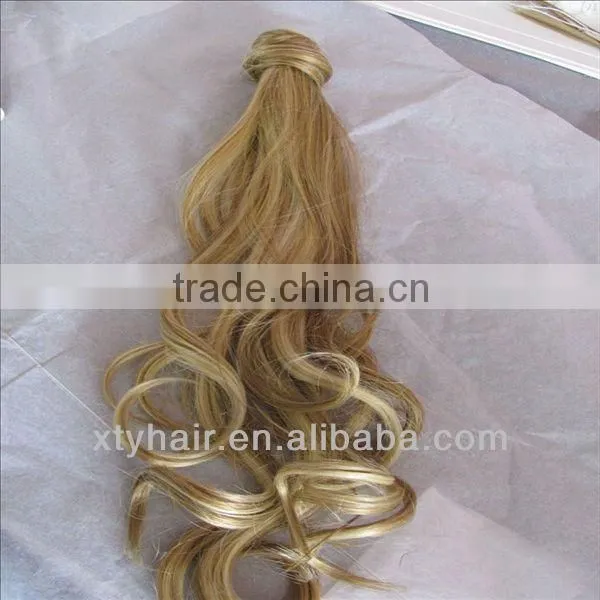 curly blonde pony hair extension