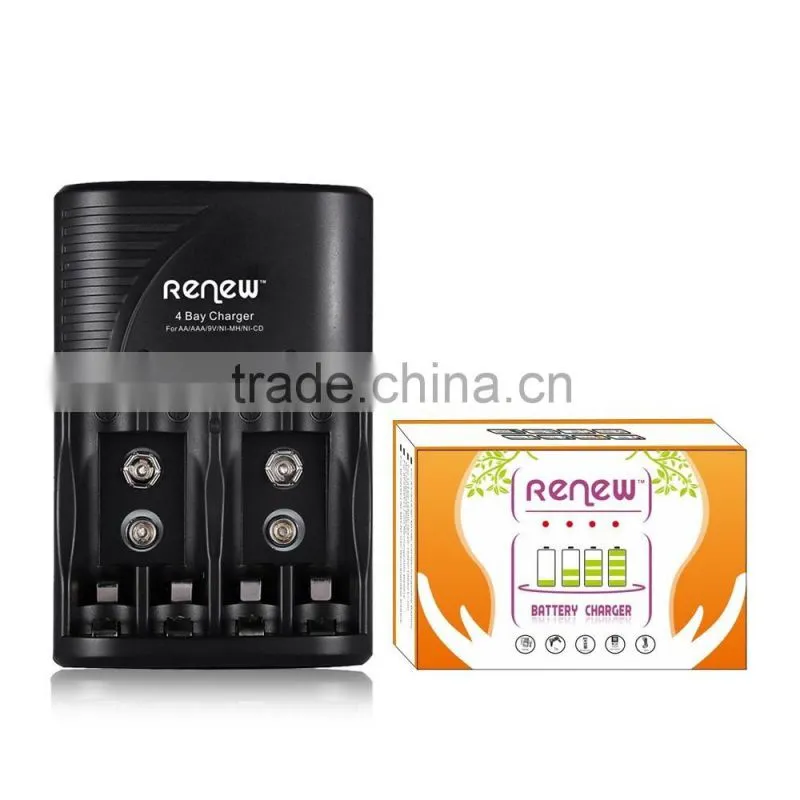 2016 HOT!!! RENEW S2 4Bay Quick Smart AA AAA Battery Charger with 4pcs 2800mAh AA&4pcs 1100mAh AAA Rechargeable Batteries