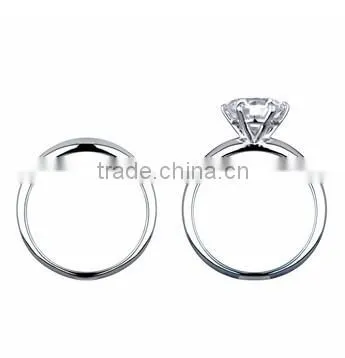 JINSE 2 Carat Round Cut CZ Silver Wedding Ring Set