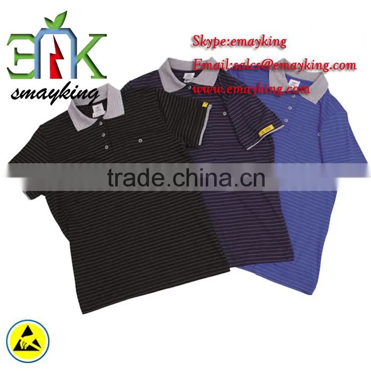 Blue Black Antistatic ESD Clean room T-shirt polo shirt