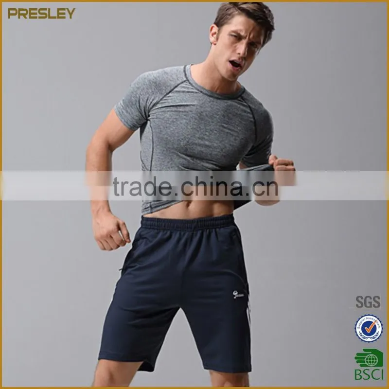 2016 Custom Design 100% Cotton Men's Heather Plain Round Neck Sports T Shirt
