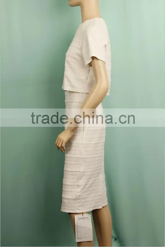 Two pieces short sleeve top tube long skirt suit ladies long knit skirt suits WS150832518
