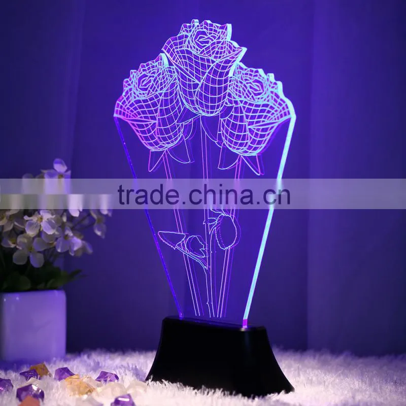 telesthesia acrylic + 3d optical illusions led rectangle lighted display base multi color changing night light lamp