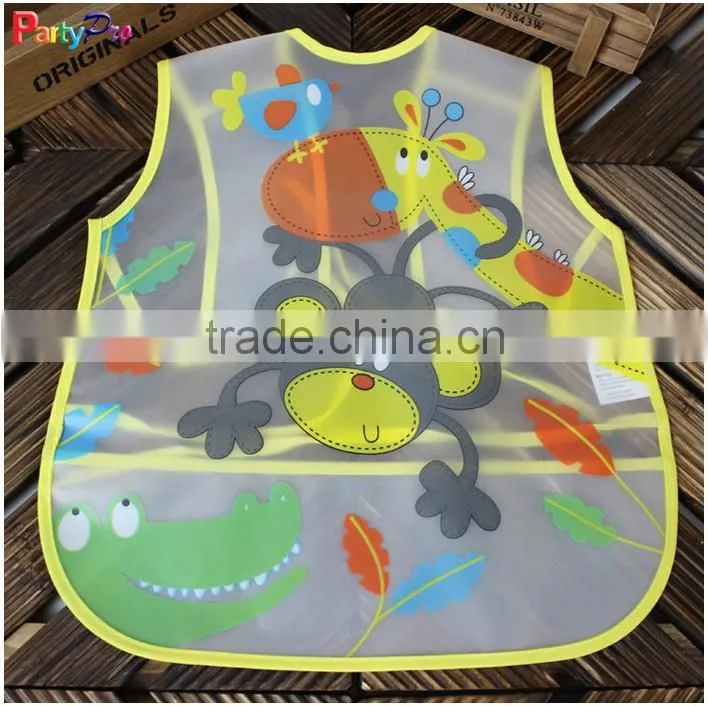 2016 new design printed pocket PVC baby bib,bib for baby