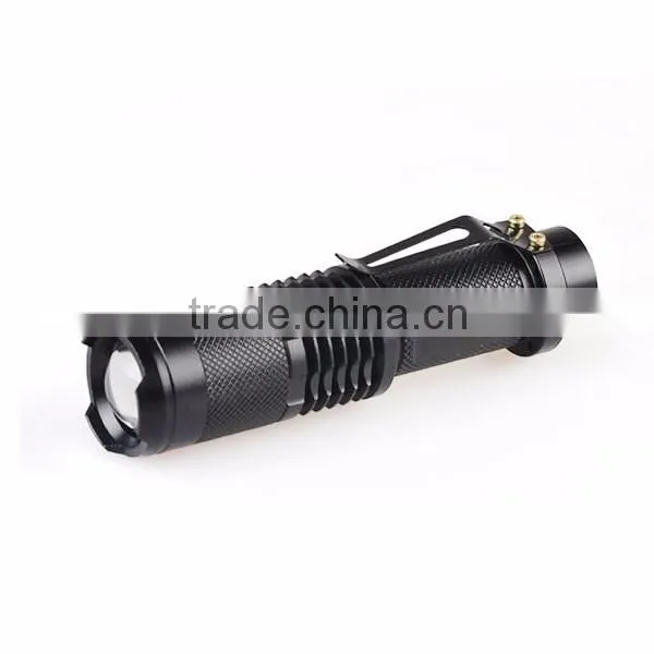 T6 LED Small Pocket Torch Light Tactical Zoomable LED Flashlight with Clip