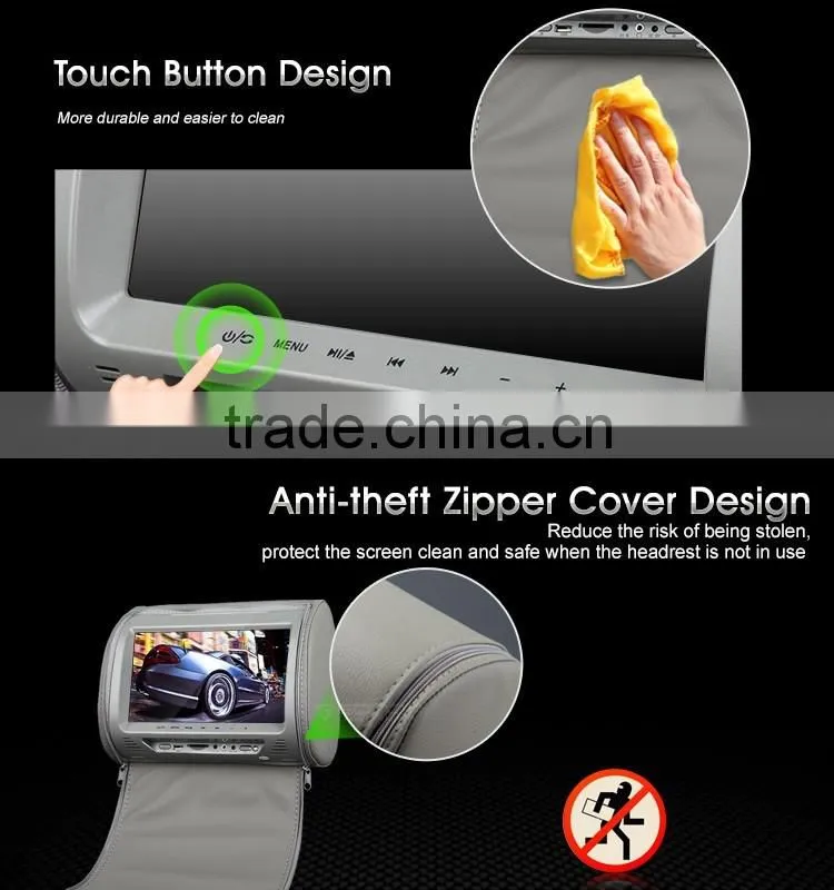 EONON L0291 9" HD Car Headrest Monitor with Built in DVD (Gray Color)