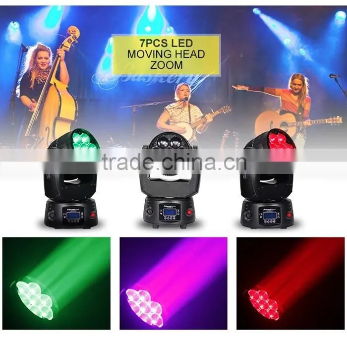 Best price 7*12w zoom moving head light RGBW 4IN1led moving head light