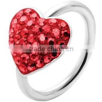 16 Gauge 3/8" Red Heart Crystal Ice Captive Belly Ring
