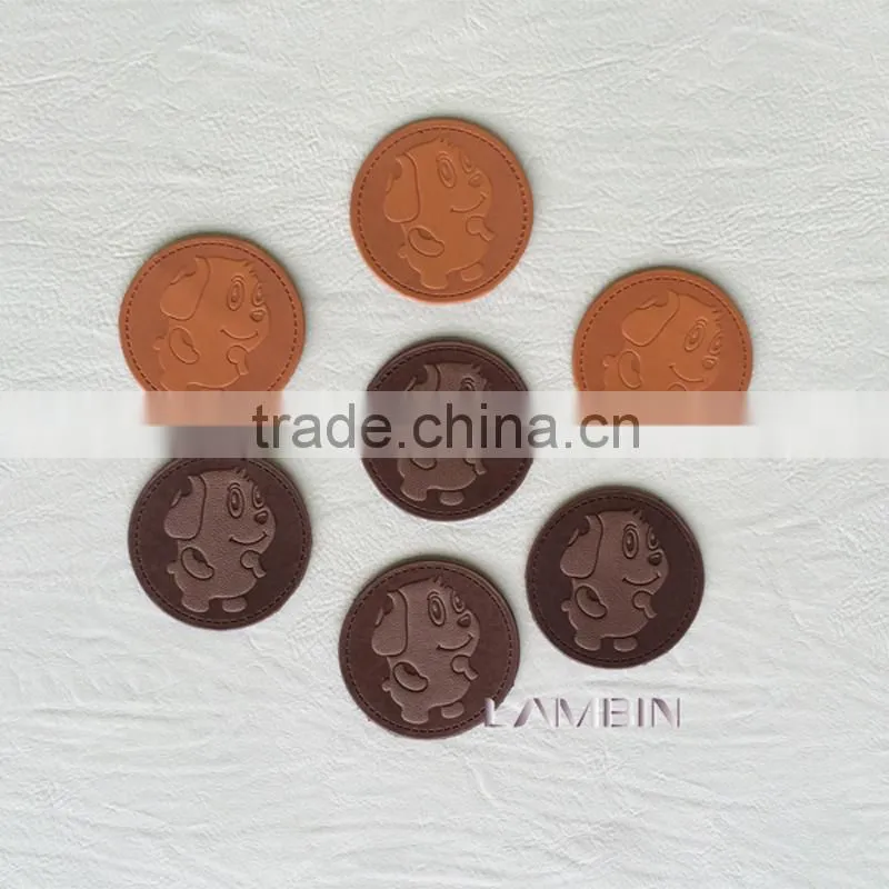 Custom cartoon decorative leather label tag for children's winter clothes