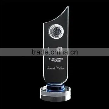 Wholesale New Design cheap crystal glass golf trophy awards for golf club souvenir