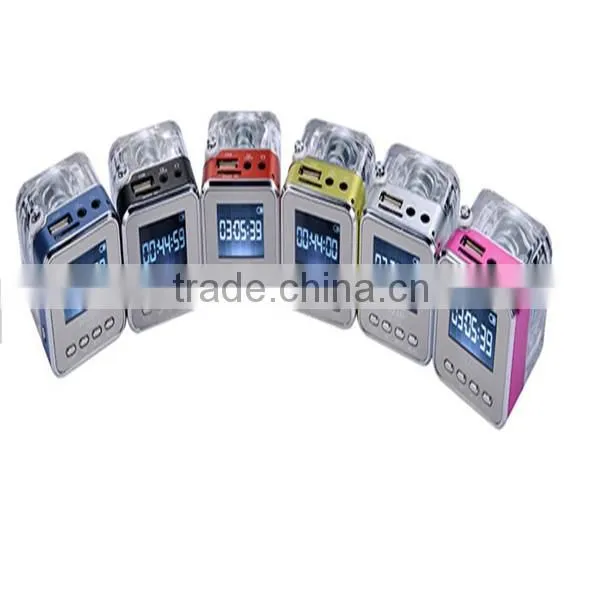 Rechargeable built in battery transparent micro usb sd speaker clock