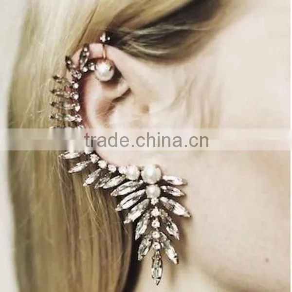 cute design large rhinestone cover ear cuff earrings