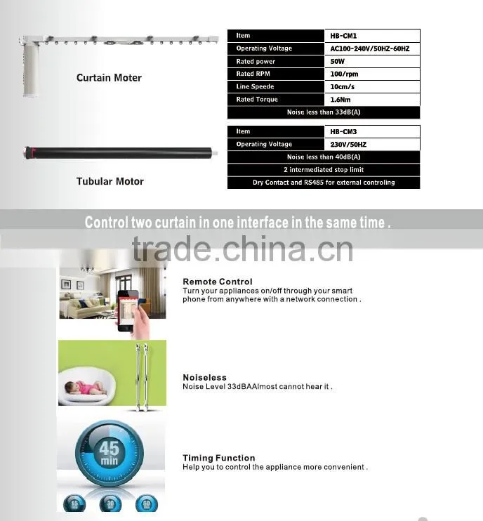 2015 New product for Smart Home Automation Electric curtain motor