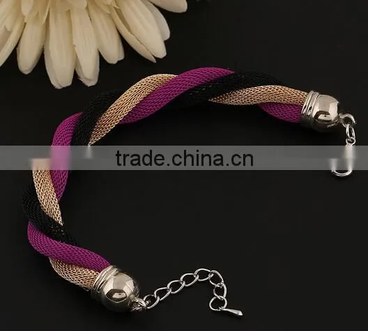 Gold Bangle Stainless Steel Twisted Cable Womens Bracelet Cuff Open End