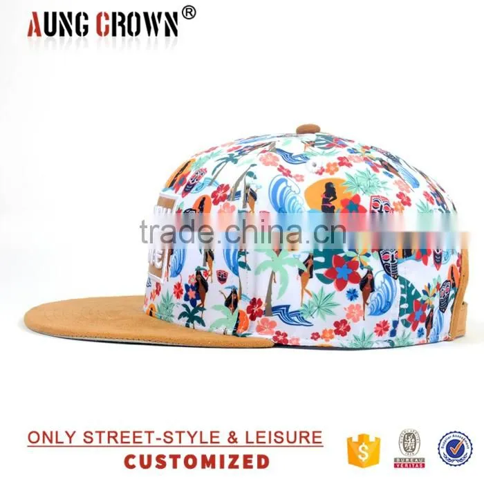 6 panel embroidered suede brim flat cheap snapback hat
