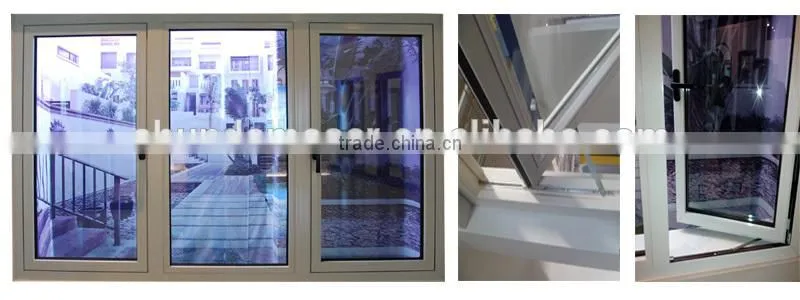 thermal break aluminum double tempered glass casement window
