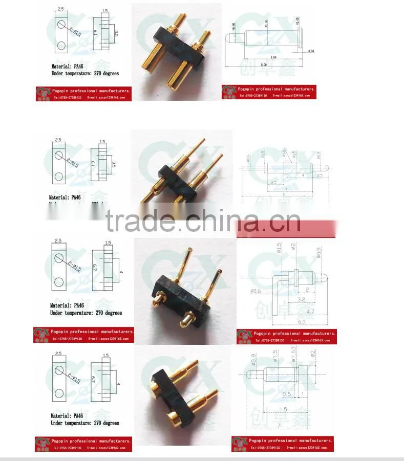 SMT waterproof connector female terminal battery contact pogo pin connector