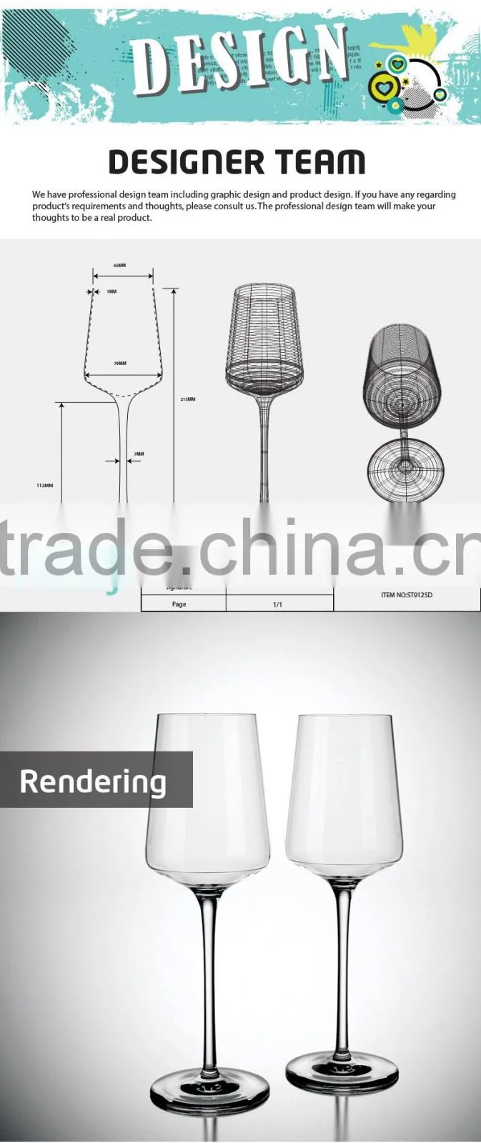 New design hand painted gold rim red wine glass