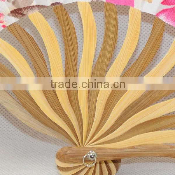 New Hand Made Curve Ribs Cloth Bamboo Fan
