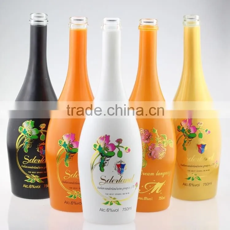 Be sought after champagne frosted bottles brand brandy bottles 600ml spary black bottle cork