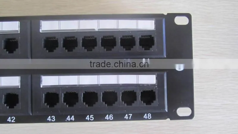 19 inch 48 ports RJ45 cat6 utp network rackmount patch panel/utp cat6e patch panel