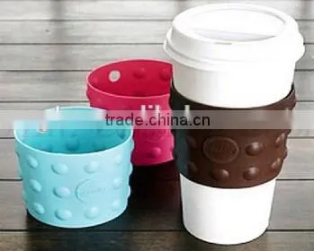 2015 New Anti-slip Cup Cover Silicone Rubber Cup Sleeve With High Temperature Resistant