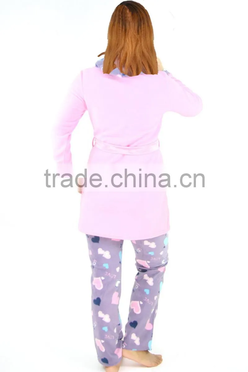 Kevince women polar fleece pyjamas set purple heart 1000pcs up OEM factory directly