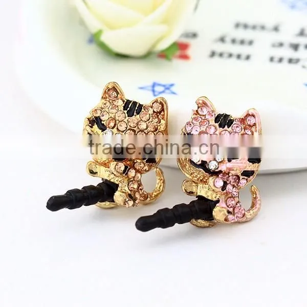 small quantity wholesale 3d crown rhinestone embellished dust plug for phone"s