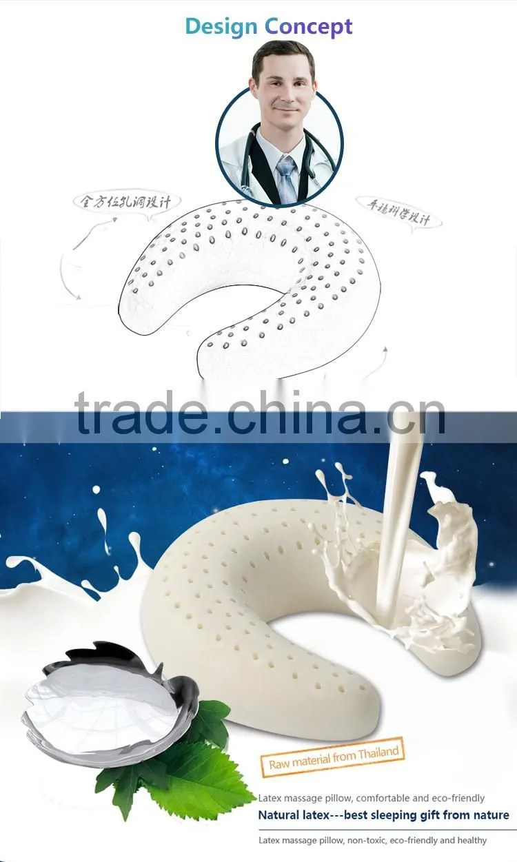 XD-KO006 70D natural latex massage pillow/j pillow travel pillow/mermaid pillow with size 28*28*12