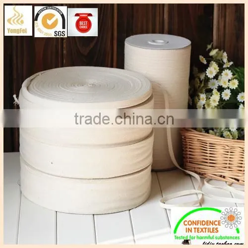 100% Cotton woven edged ribbon off white pure cotton ribbon