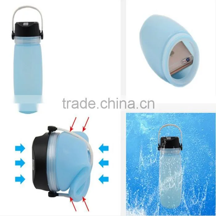 700ml Unique Solar Light Silicone Foldable Water Bottle for Sale