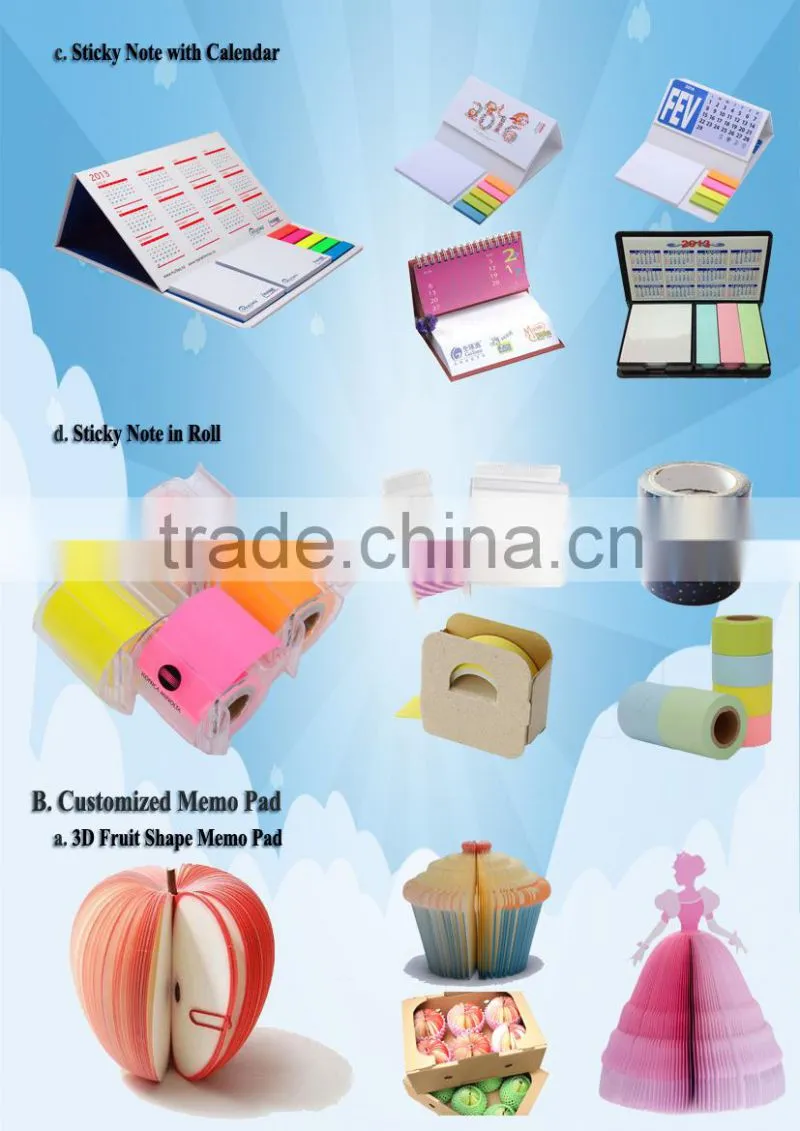 Onzing good quality 3d red apple shaped fruit sticky notes for promotional gift