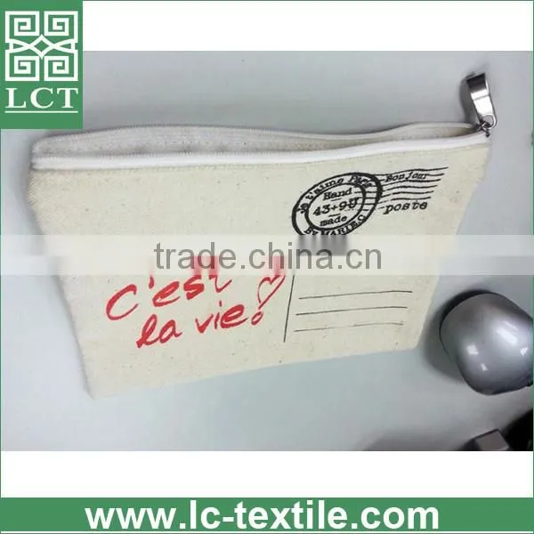 Recommend Trade Assurance provided 100% eco-friendly jute linen small zipper canvas cosmetic pouch with personal logo(LCTB01111)