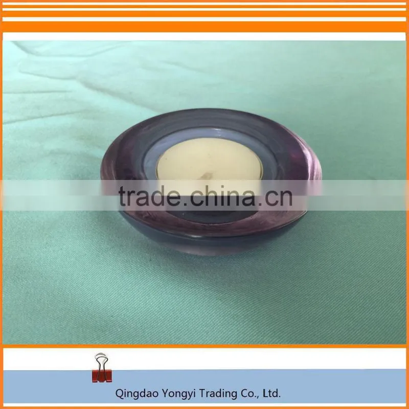 Muti-colored Round Glass Holder With Tealight Candle