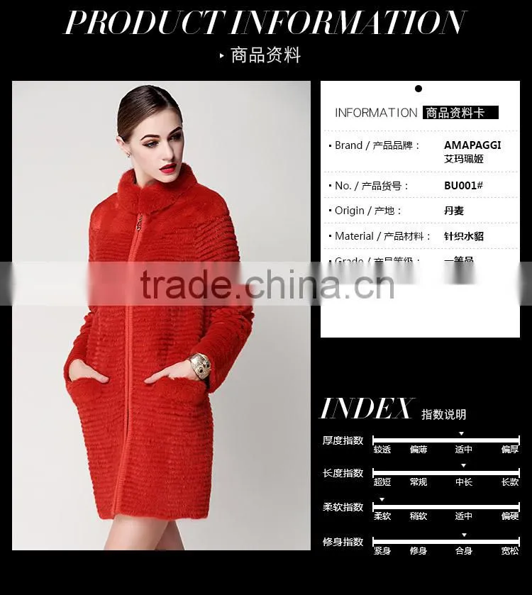 hot sale long fur coats knitted mink for women