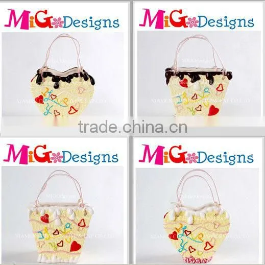 Wholesale art ceramic Lovely Handbag Cupcake Decor Candy Jar