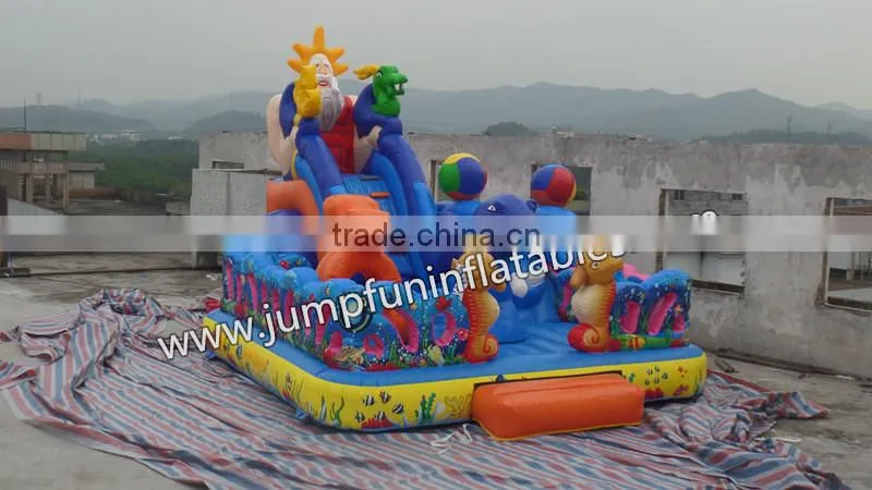kids mini fun city inflatable poseidon playground slide