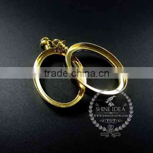 30*40mm gold plated alloy oval photo frame glass pendant charm DIY bezel setting with glass tray jewelry supplies 1850256