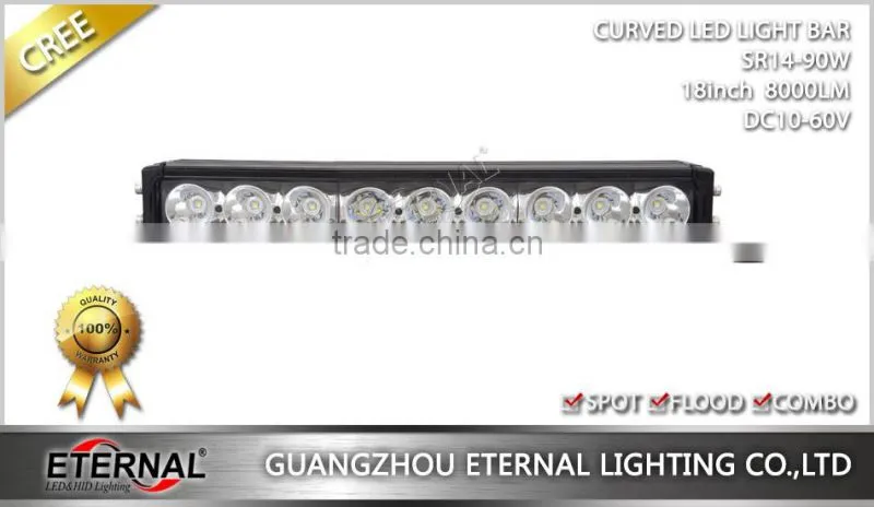 90W high power curved light bar spot flood combo marine boat motor sports 4x4 pick up truck trailer lamp