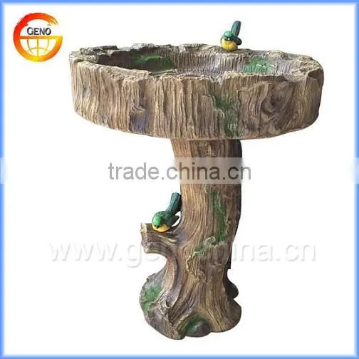 Natural wooden color Concrete Garden Bird Bath for Garden Decor