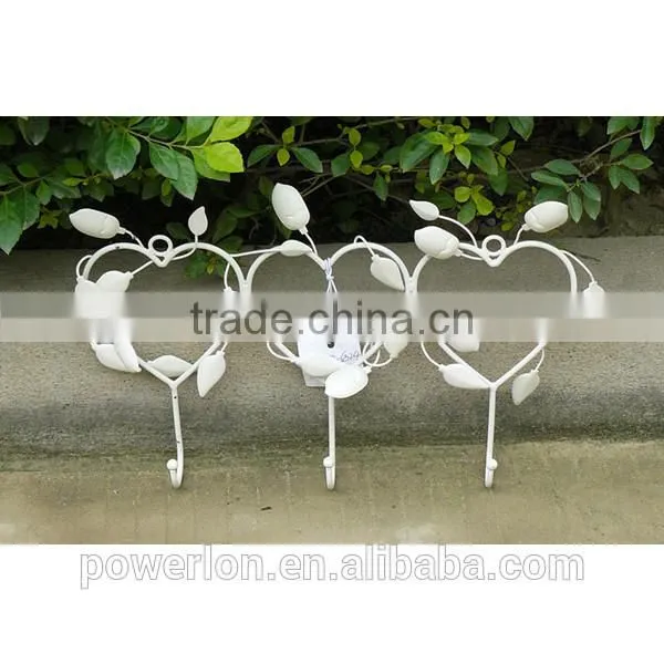 POWERLON cream color loving heart metal wall hook home decoration