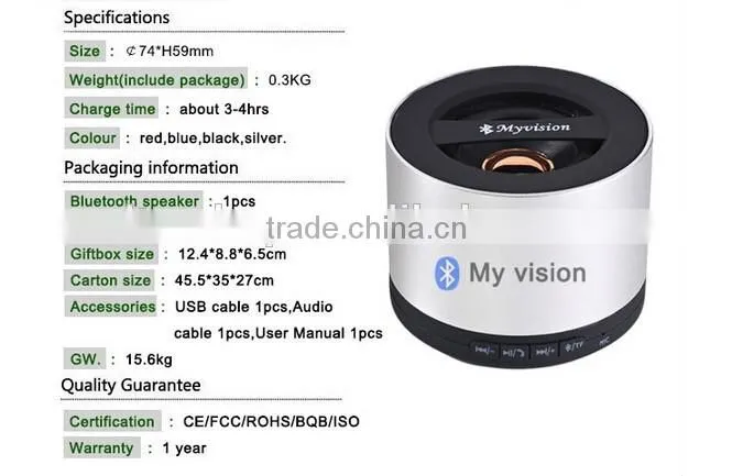 2016 HIFI Speaker MY VISION N9 Wirless Bluetooth Input TF Card Speaker with FM Optional function