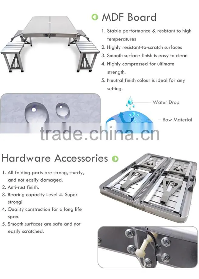 METAL FOLDING IRON TABLE AND CHAIRS WITH ALUMINUM LEGS