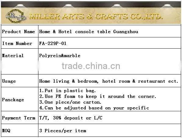2017 Factory Supply Antique gold console table