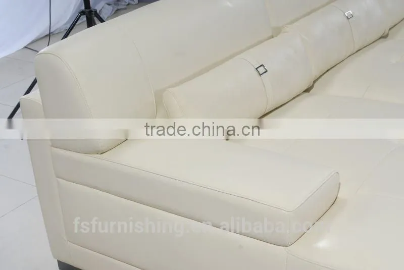 JR6002 chic modern living room set thick cow leather beige sofa set Foshan furniture factory wholesaler