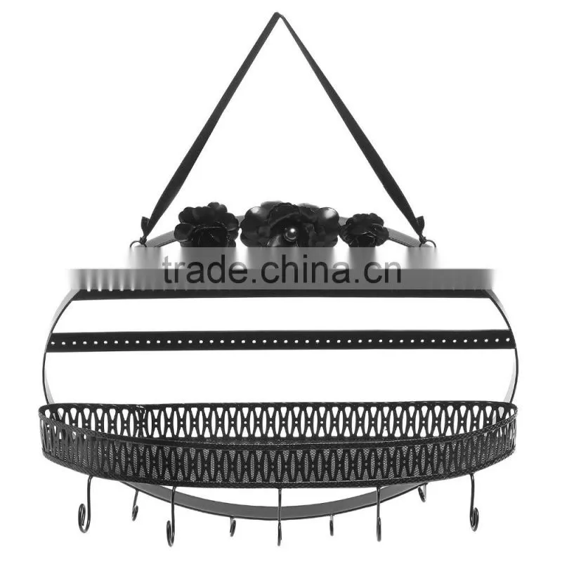Black Flower Metal Hanging Jewelry Organizer Earring Hanger Hooks