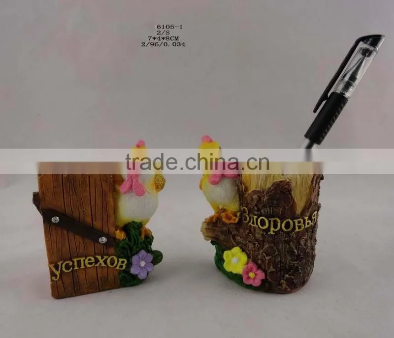 resin chick figurine pen container for new year symbol decor