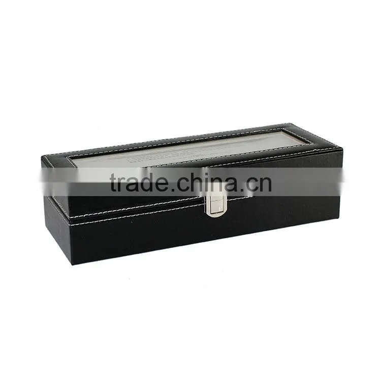 6 Grid Watch Display Storage Case Jewelry Collection Organizer Leather Box
