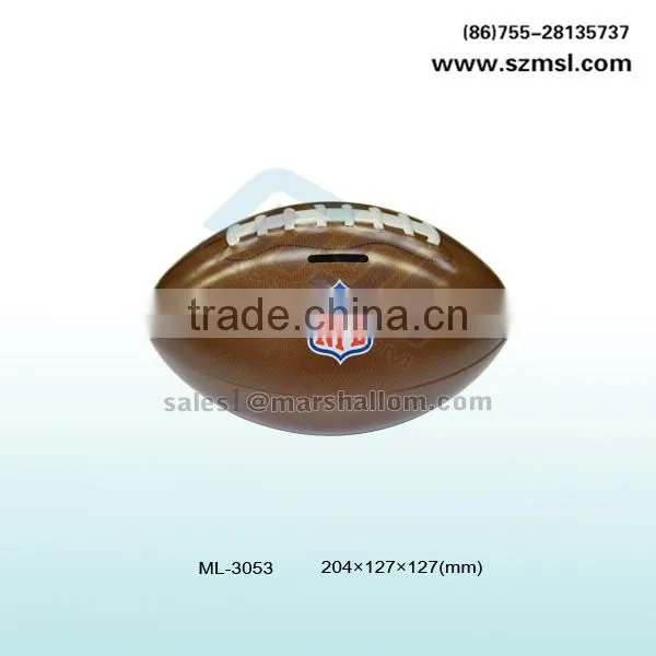 Rugby Football Shape Coin Bank/Piggy Bank/Penny Bank